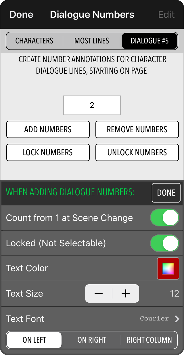 Image: MovieSlate 8 Script Dept Automatic Dialog Numbering