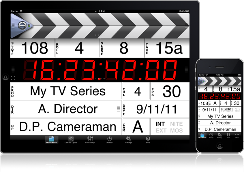 Image: MovieSlate running on Apple iPad and iPhone