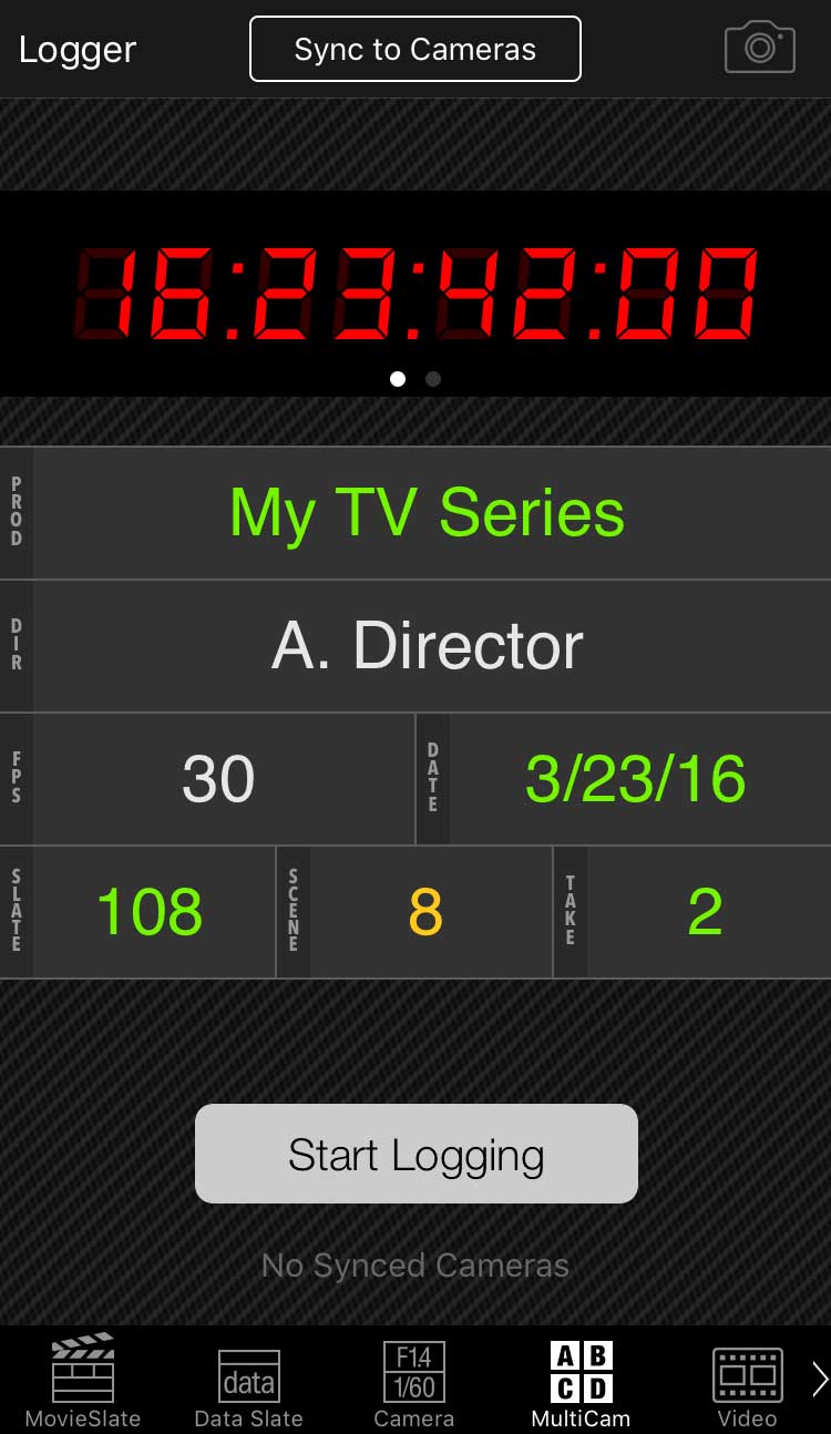 Screenshot: MovieSlate screen