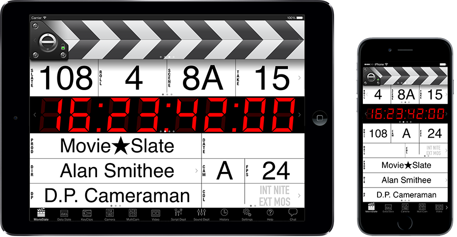 Image: MovieSlate running on Apple iPad and iPhone