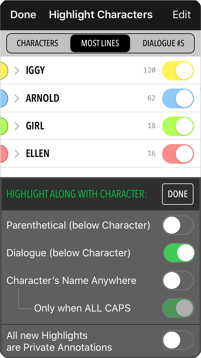 Image: MovieSlate 8 Script Dept Automatic Dialog Highlighting